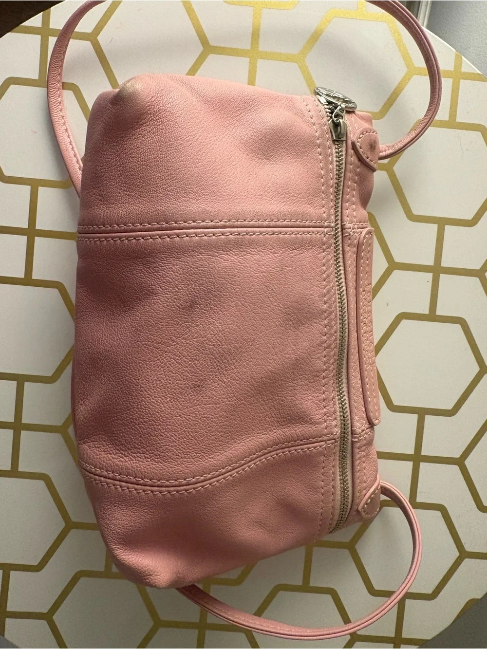 Longchamp Dusty Pink Crossbody Le Pliage Cuir Mini Bag - Picture 5 of 7